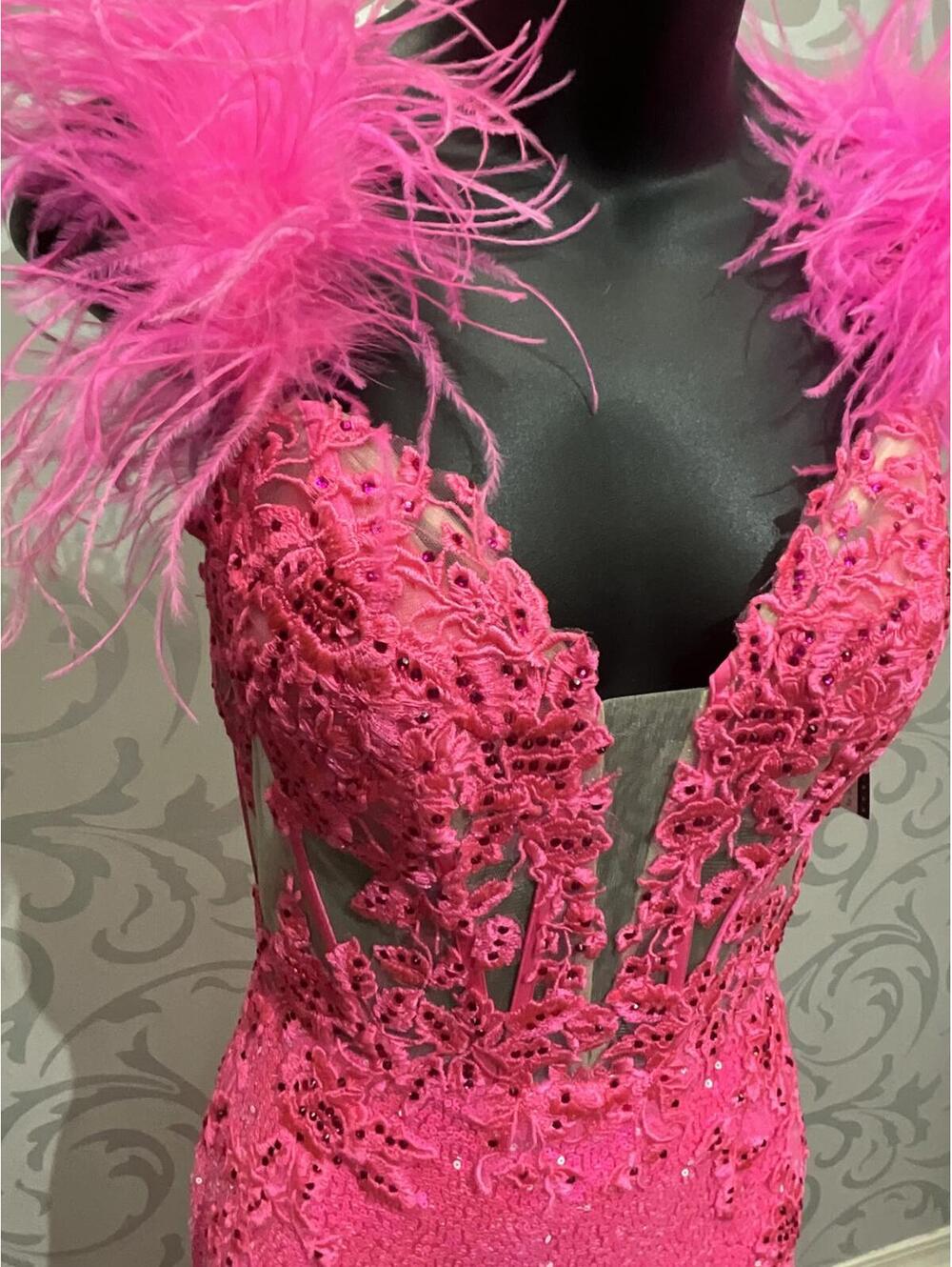 Hot Pink Sequin Prom Pageant Formal Dress NWT!! - Picture 2 of 7